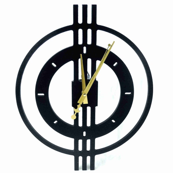 Horloge Murale Silencieuse Design Géométrique Décoration Bois