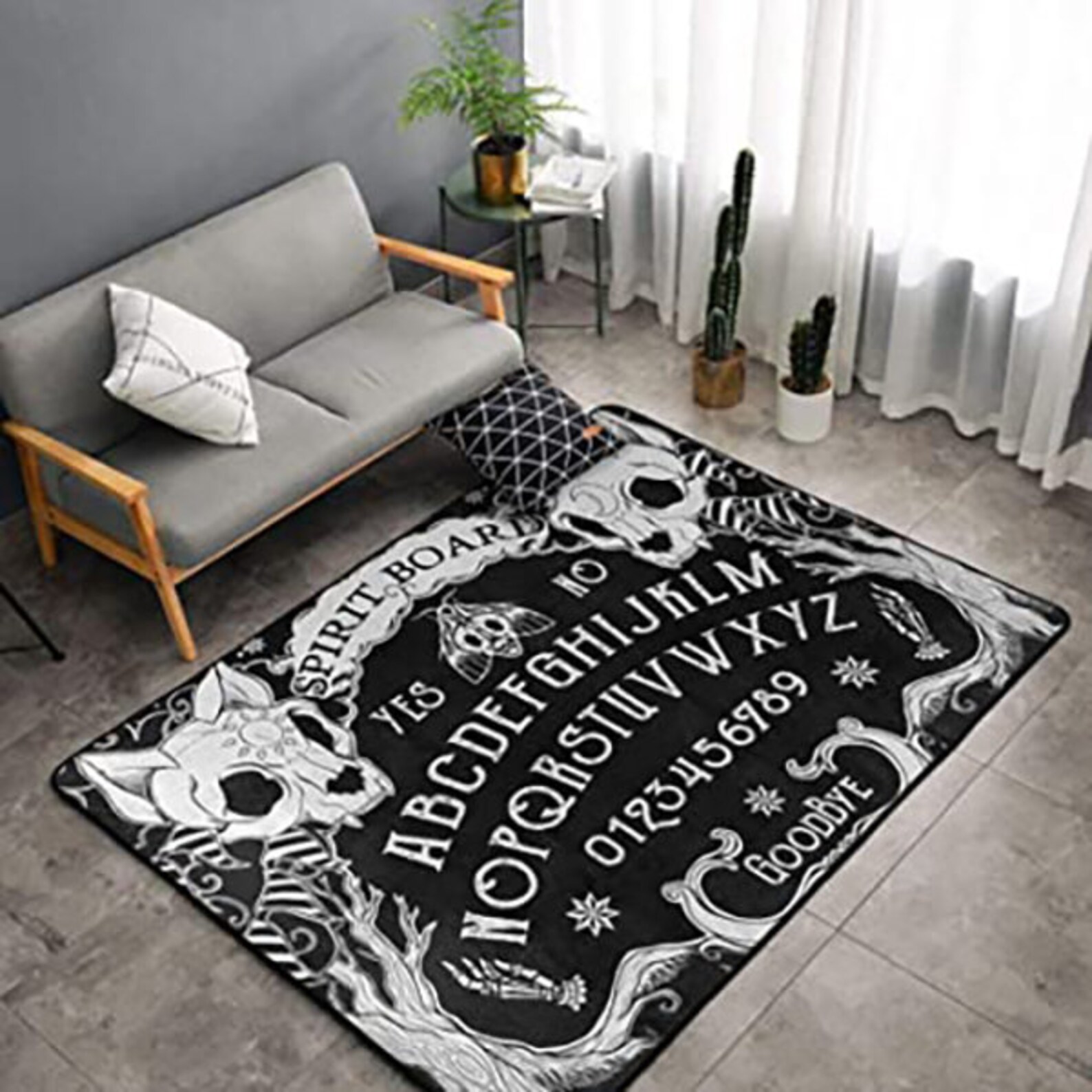 Gothic Witchy Area Rug Witchcraft Magic Moon Skulls Carpet Etsy