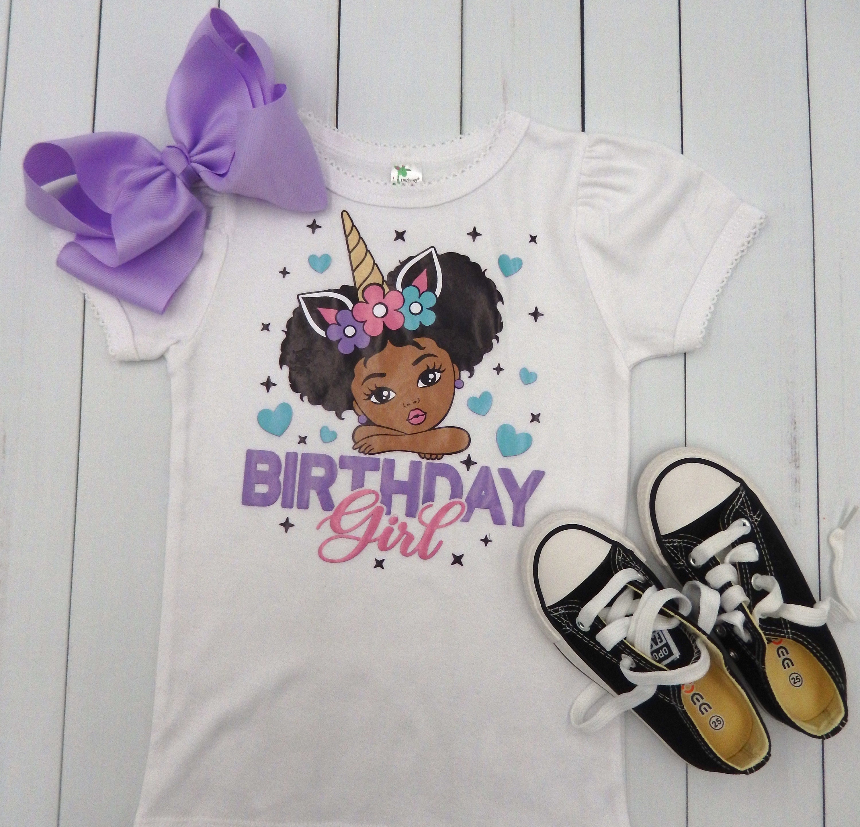 AFRICAN AMERICAN UNICORN Birthday Girl 