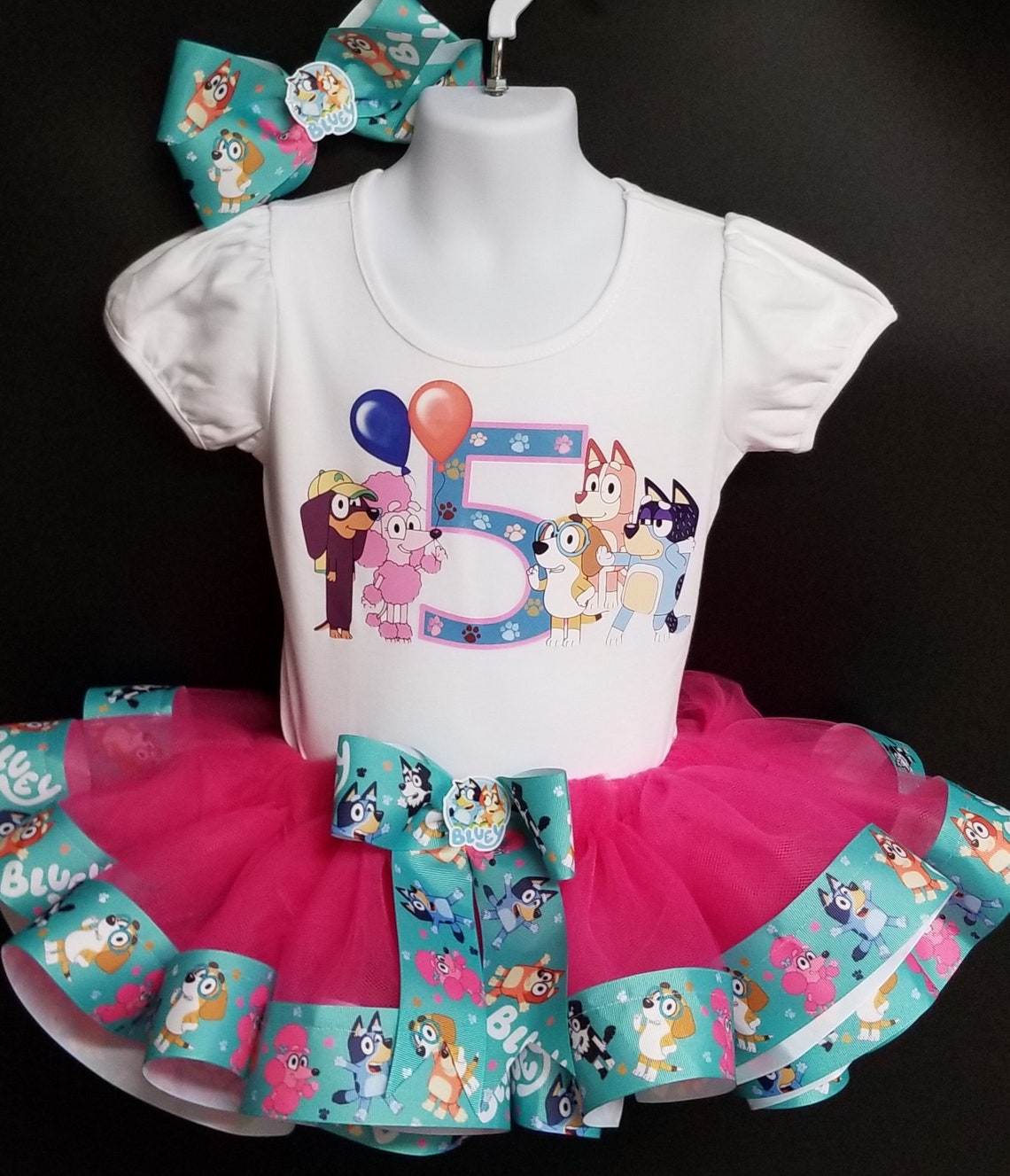 Girls BLUEY 3 Piece Birthday Outfit Ribbon Tutu Tshirt or Etsy