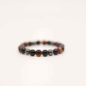 Bracelet puissant triple protection oeil de tigre, hématite, obsidienne Aura de bouclier Énergie sombre inversée Apporte chance et prospérité image 6