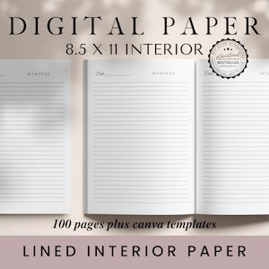 Lined Interior Paper, 8.5x11, KDP Lined Paper, KDP Template,KDP Interior