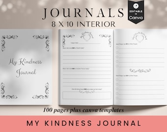 Kindness Journal: 8x10 KDP Interior, Canva Template