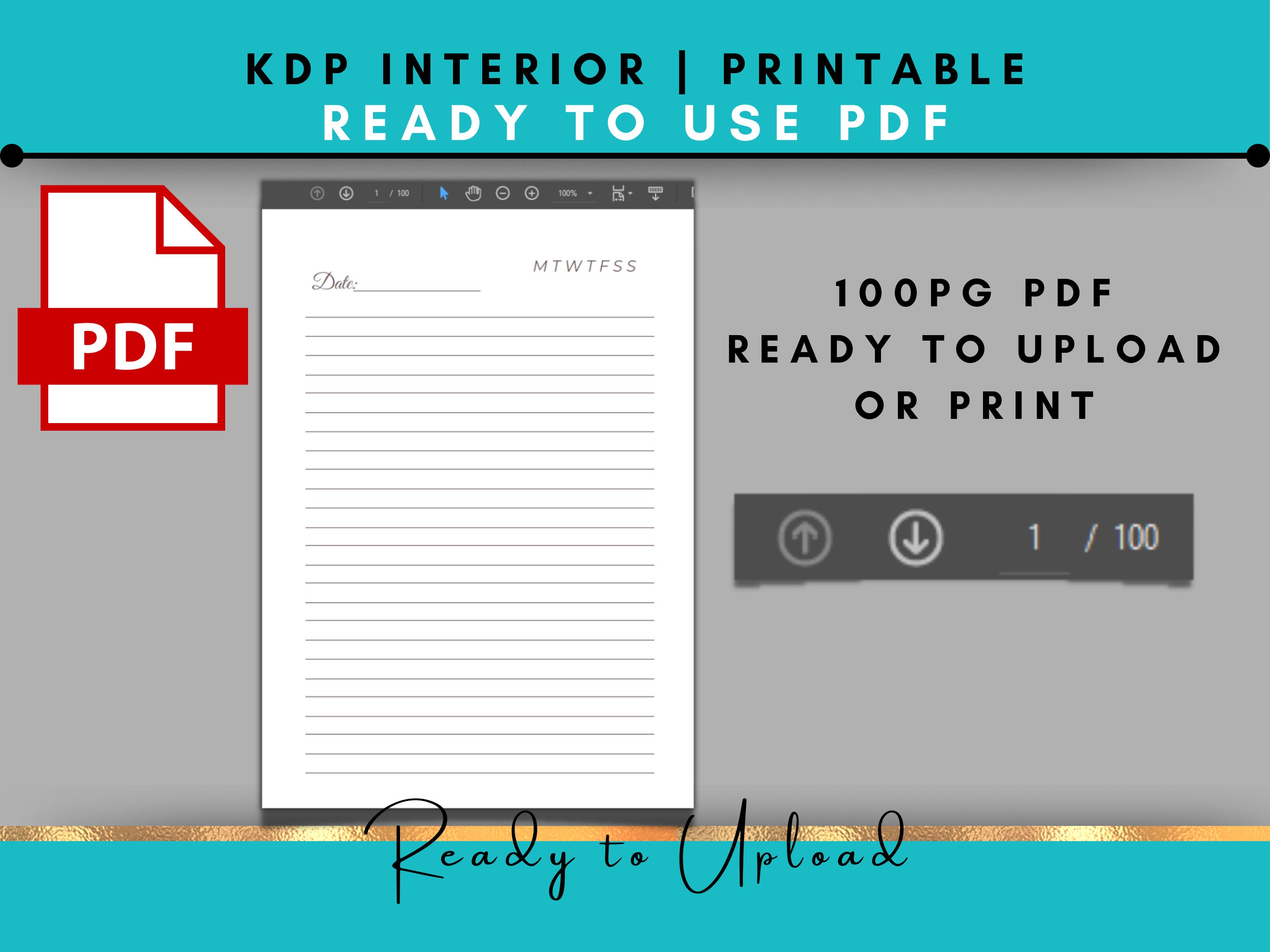 KDP Interiors, Lined Journal Paper, KDP Template, 6x9, Canva KDP Template