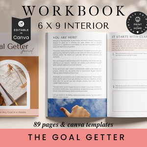 The Goal Getter Journal, 6x9, KDP Template, Canva Editable, Printable Planner, Goal Setting