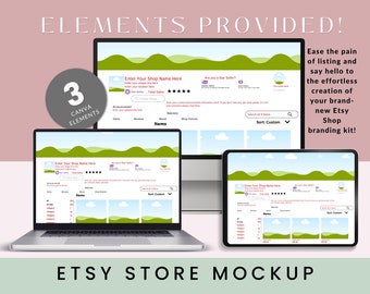 Etsy Shop Mockup Template: Canva Editable Shop Kit