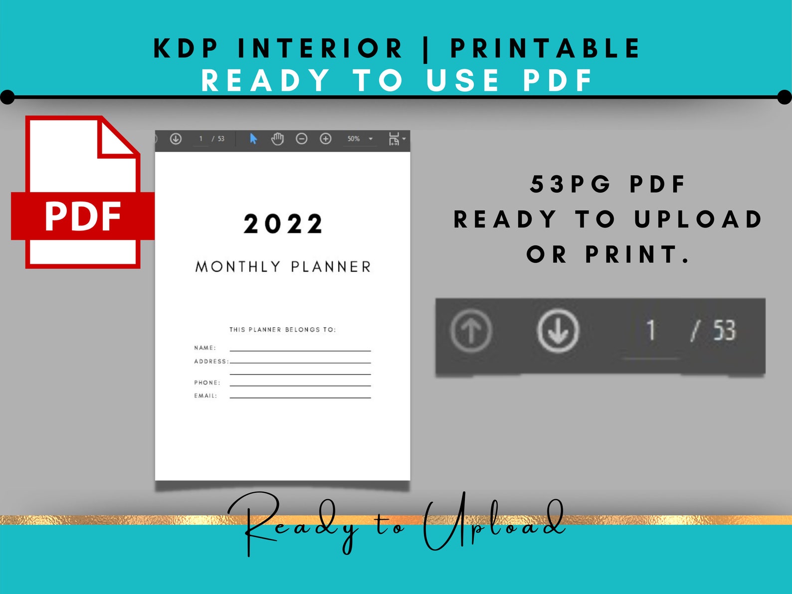 KDP Interiors 2022 Monthly Planner Canva Template Ready to