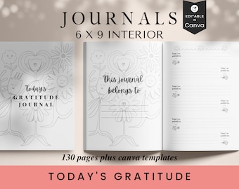 Gratitude Journal Template: 6x9 KDP Interior, Canva Editable