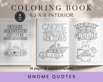 Christmas Gnome Quotes Coloring Book: KDP Interior (8.5x11)