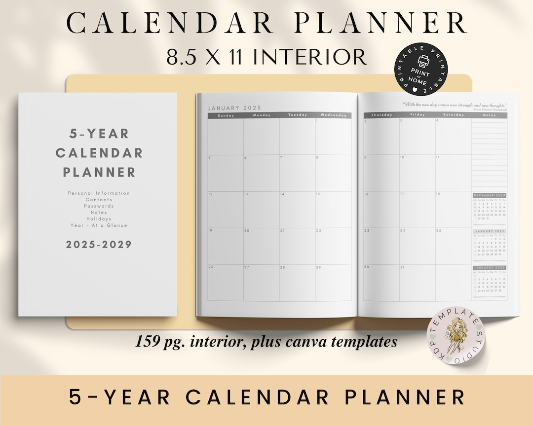 2025-2029 5-year Planner Template, 8.5x11, KDP Interior, Long Term Planner, Organizer Calendar - Etsy 2025-2029-5-year-planner-template-8-5x11-kdp-interior-long-term-planner-organizer-calendar-etsy