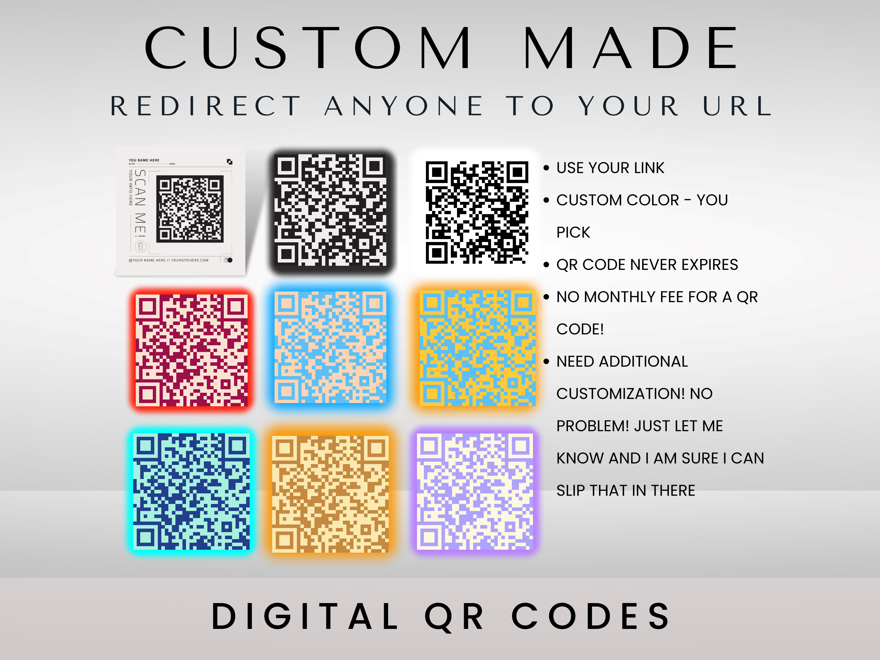 Options, - KDP Website, Download, Code,for Business, Small Etsy Media, Color Digital QR Code Never Expires Customize, QR Social