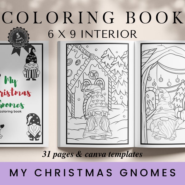 My Christmas Gnomes Coloring Book, 6x9, KDP Interior, KDP Coloring Book, KDP Template