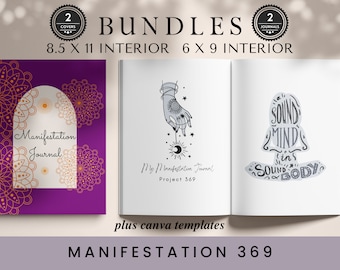 Manifestation 369 Bundle,KDP Templates, Book Covers included,6x9, 8.5x11, Canva Templates,