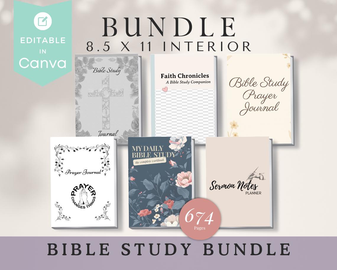 Bible and Prayer Journal Bundle, Canva KDP Interior, Printable Faith Planner, Digital Bible Study Templates, Prayer Workbook