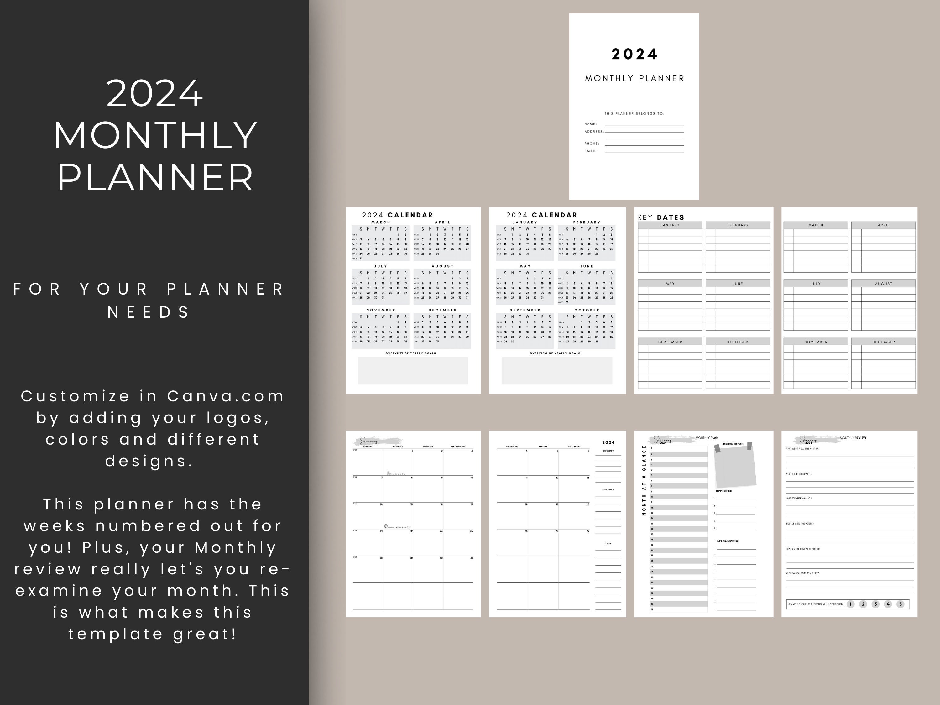 2024 Planner: Stay Organized and Ahead of Schedule with Printable KDP  Interior PDF - 8.5 x 11