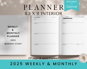 2024-2025 Monthly Planner CANVA Template, Fully Dated, Fully Editable ...