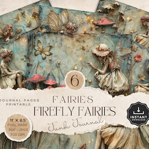 FireFly Faires Junk Journal Digitaal papier, Garden Junk Journal, Flower Junk Journal, Junk Journal Kit, Vintage Junk Journal