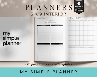 Simple Planner KDP Interior: 6x9 Canva Template (PDF)