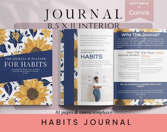 Habit Journal & Planner: 8.5x11 KDP Interior Canva Template