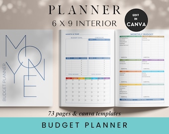 Budget Planner, Canva Budget Template, Finance Tracker, KDP Template, Expense Tracker, Monthly Debt