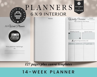 14-Week Planner, 6x9, KDP Template, Also for Digital and Printable planners