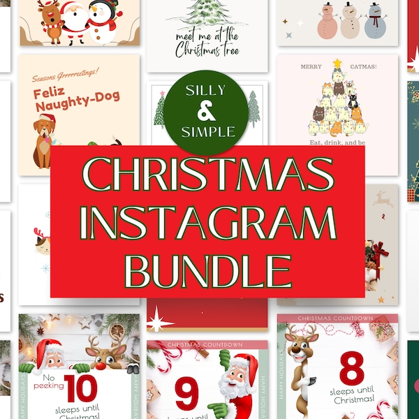 Christmas Instagram Bundle, Social Media, Instagram Followers,  Holiday Posts, Christmas Instagram Carousel, Christmas Highlight Covers