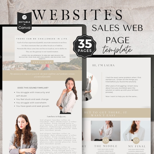 Canva Coach Sales Page Template, Course Sales Page, Coaching Course, Course Creator