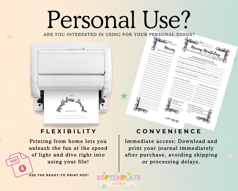 Modello di diario di consapevolezza: planner stampabile 6x9, modificabile in Canva immagine 6