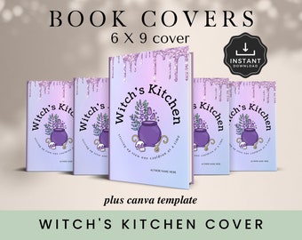 魔女のキッチンブックカバーテンプレート：6x9 KDP Canva（PDF）