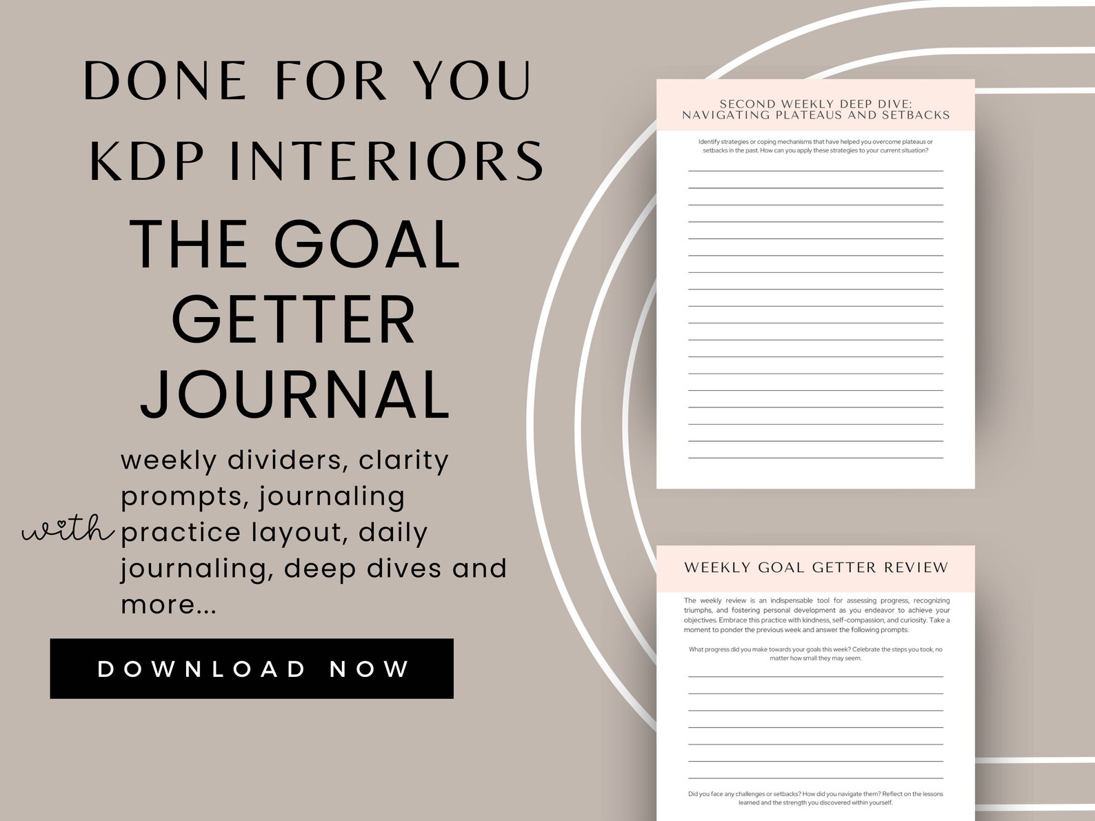 The Goal Getter Journal 6x9 KDP Template Canva Editable Etsy