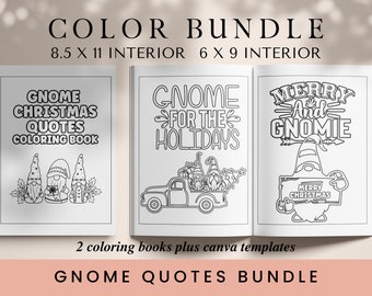 Christmas Gnomes Quotes Coloring Book Bundle (KDP Interior)