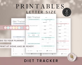 Diet and Fitness Journal for Weight Loss, Meal and Keto Tracking, PDF and JPG Templates
