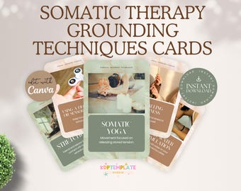 Somatic Therapy Grounding Technique Cards: Mindfulness & Nervous System Regulation (PDF Download, 5x7in