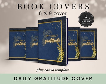 Daily Gratitude Cover, KDP Cover Template, 6x9, Editable in Canva, Ready to Use