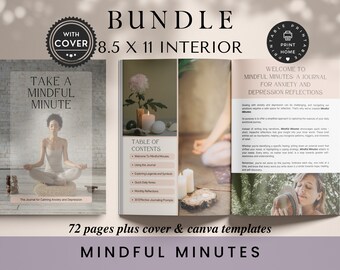 Diário de Minutos de Atenção Plena: Modelo de Capa e Interior para Livro em Canva (8,5x11) da KDP
