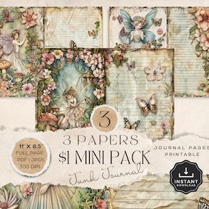 Garden Fairy Junk Journal Kit: Shabby Chic Printable (PDF, JPG)