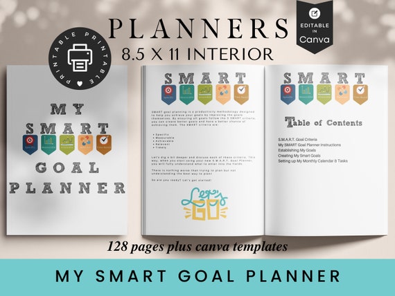 SMART Goal Planner: 8.5x11 KDP Interior Template (Canva Editable)