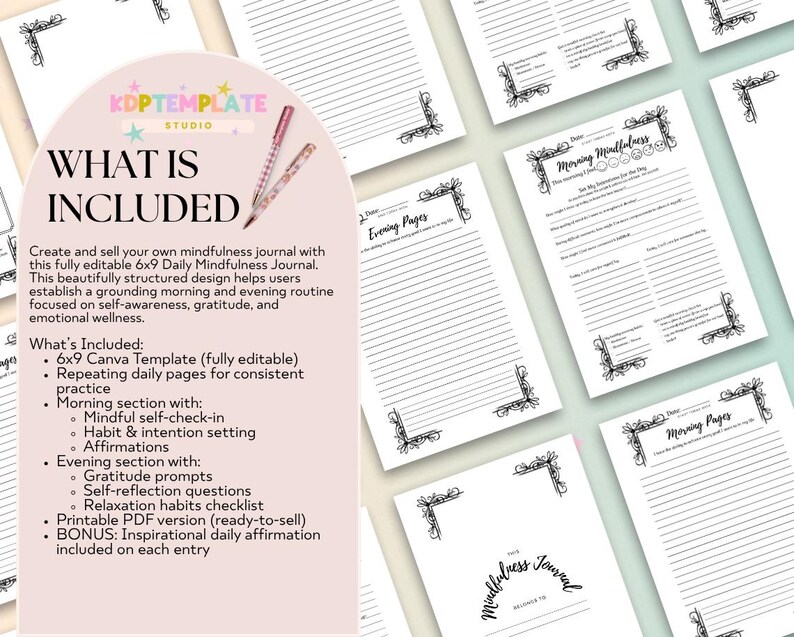 Modello di diario di consapevolezza: planner stampabile 6x9, modificabile in Canva immagine 2