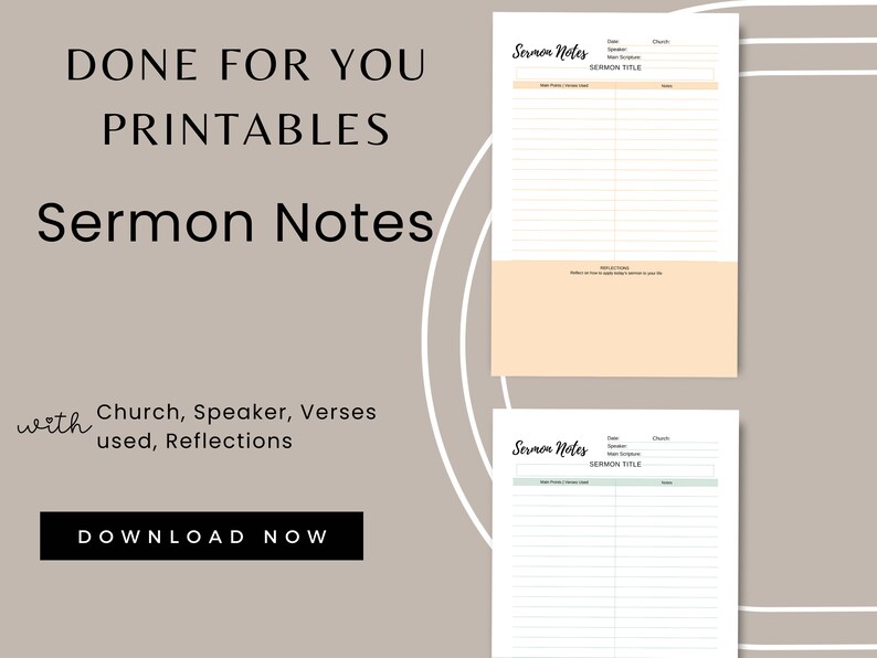 Sermon Notes Journal: Printable Bible Study, Editable Canva Template ...