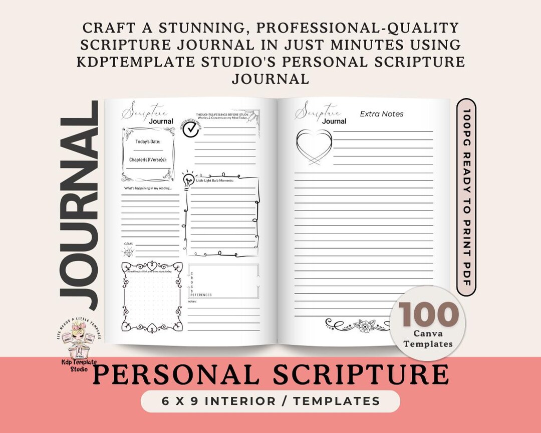 Personal Scripture Journal Template: 6x9 KDP Interior (digital Download ...