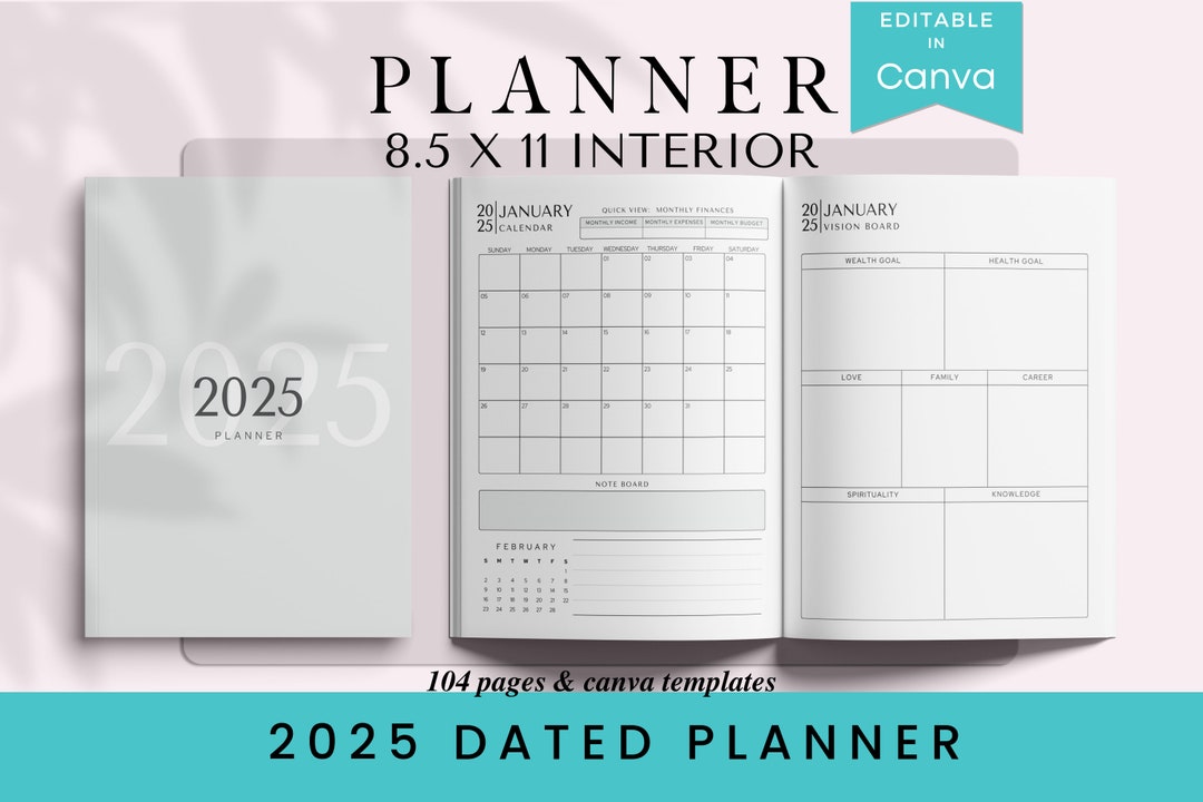 2025 Dated Planner, KDP Template, KDP Interior, Amazon KDP, 8.5x11