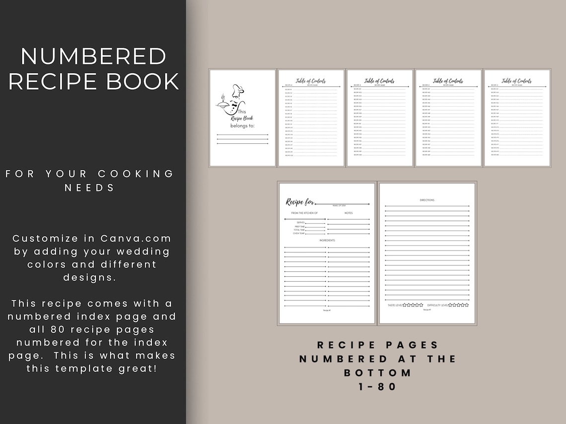Numerical Recipes.pdf Numbered Recipe Book, KDP Template, 8.5x11, Canva Editable, Printable ...