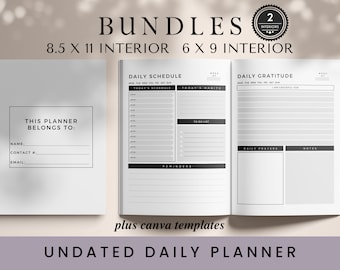Undated Daily Planner Bundle: 6x9, 8.5x11 KDP Canva Template