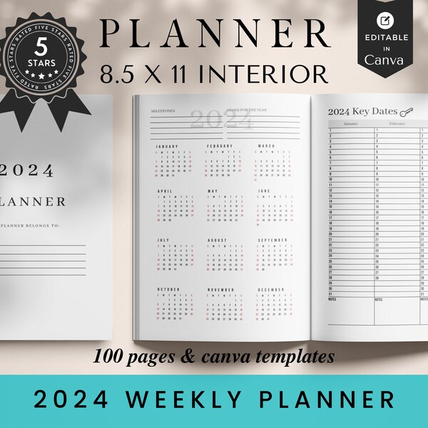 Weekly Calendar 8.5x11 Etsy