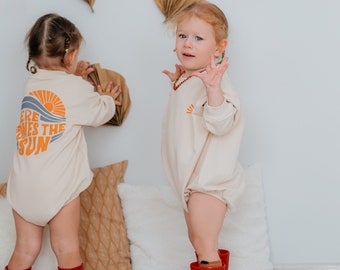 Beige Sun Romper, Here Comes the Sun Jumpsuit, Retro Romper
