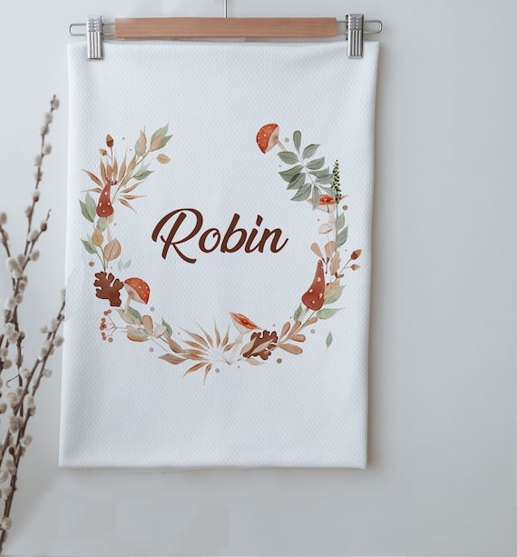 Mushroom Wreath Personalized Baby Girl Blanket 80x90 cm Organic Cotton Personalised Baby Blanket Baby Gift Blanket