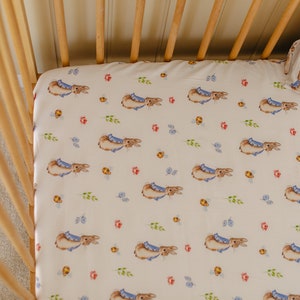 Peter Rabbit Fitted Crib Sheet: Organic Cotton Bedding, Perfect for Baby Boys, Ideal Baby Shower and Easter Gift