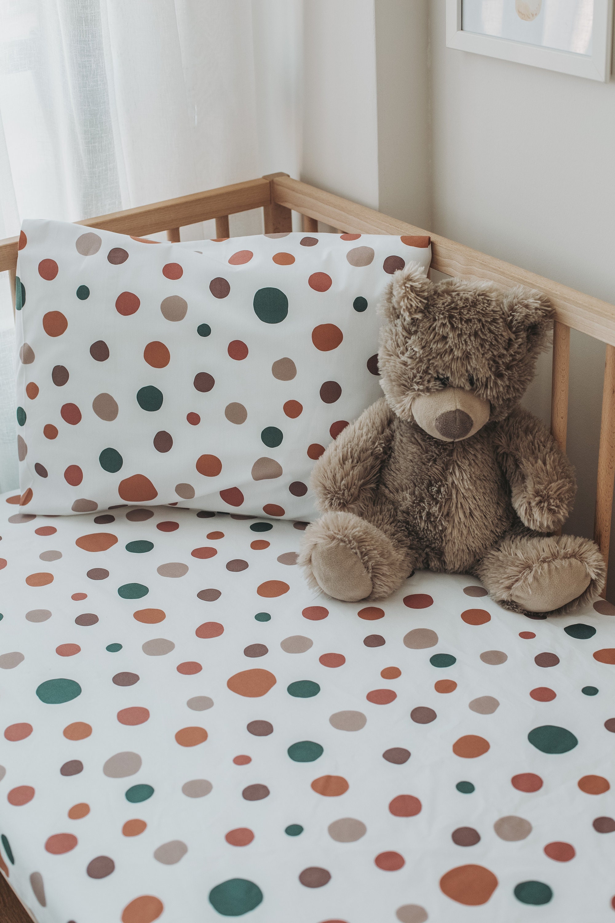 Colorful Dotted Crib Sheet, Colorful Dotted Baby Crib Sheet, Colorful