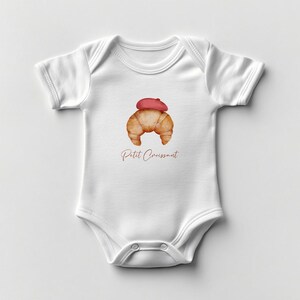Croissant Baby Bodysuit, Bon Appetit Bodysuit, Petit Croissant Baby Grow, Baby Bodysuit Print, Gift Baby Bodysuit, Croissant  Print Vest