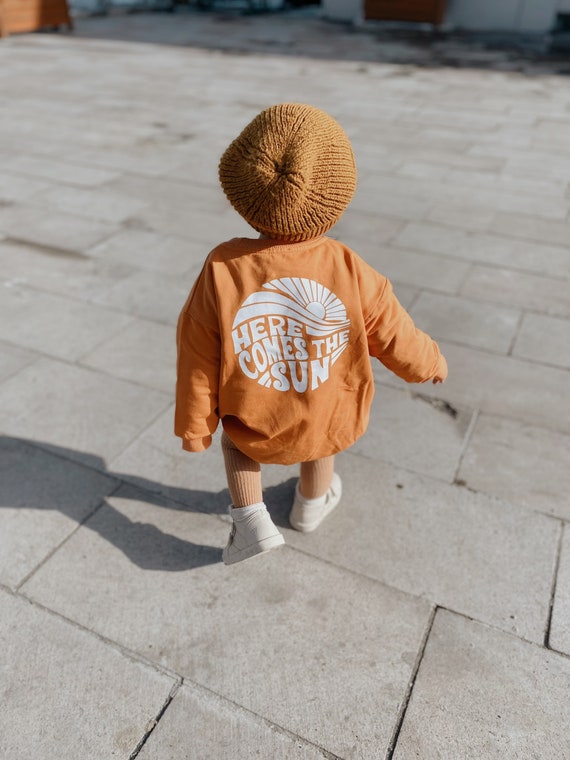 Motto Kids Jumpsuit %100 Organic Cotton Baby Romper Clothing Unisex Kids Clothing Footies & Rompers Orange Oversize Romper Orange Romper Orange Retro Romper Here Comes The Sun Jumpsuit 
